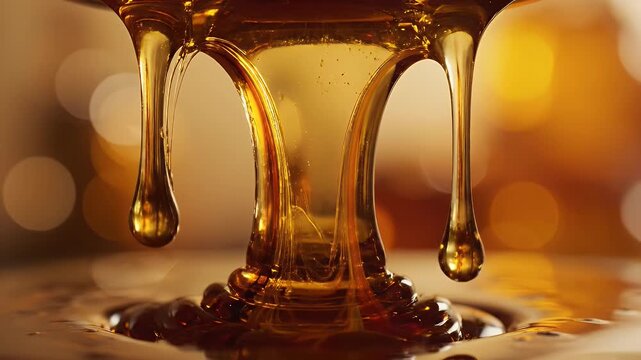 Golden Syrup Dripping - A Close-Up of Sweet, Viscous Liquid.