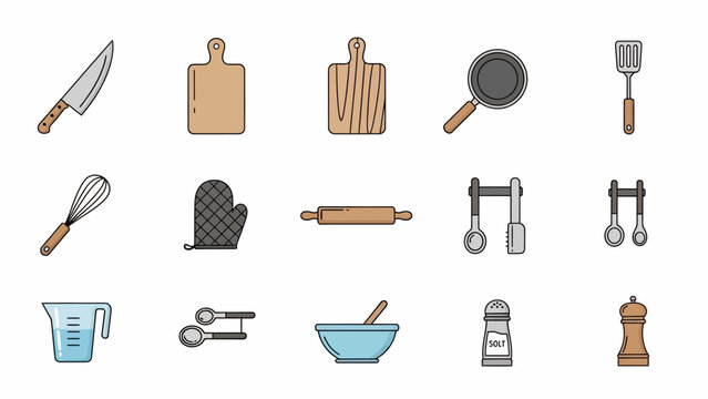 Collection of Various Kitchen Utensils and Tools.