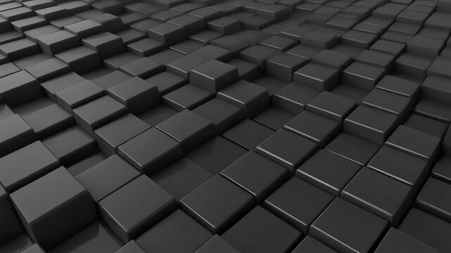 Abstract 3D graph of dark cubes, visually representing a complex business chart detailing economic trends with an implied upward arrow indicating market increase and growth