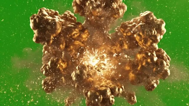 Green Screen golden explosion expanding on a background ideal for video editing visual effects motion graphics and creative projects that require touch of energy scene 4 with distortion, overlay