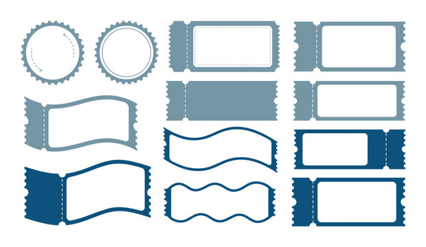Blue tickets with diverse designs, perfect for customizable event and entrance passes creation.