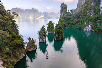 Explore the serene beauty of Khao Sok with stunning limestone formations in Thailand © Fokke Baarssen