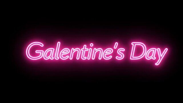A glowing pink neon sign with Galentine's Day text on a black background.