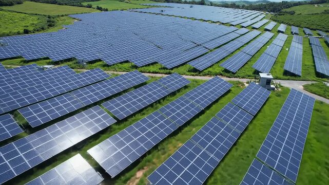 Aerial view of solar panel farm