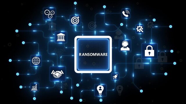 Cyber security lock that is being decoded using a ransomware. 4k animasted on transparent background. 4k motion Technology and network concept,4K motion .