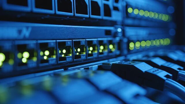 Closeup of network server equipment