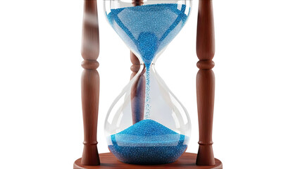 Hourglass with blue sand running through