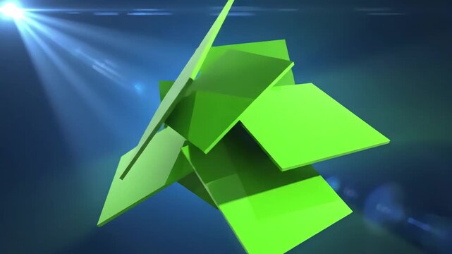 Green Screen 3d multi rotation animation blue background scene 1 with distortion, overlay, glitch, static noise, scan lines on black background, 4k animated video loop