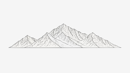 Detailed sketch of a majestic mountain range with sharp peaks. © barokah