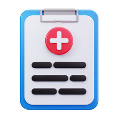 Obraz premium 3D Medical Report Clipboard Healthcare Document Icon