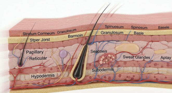 Human skin layers diagram anatomical illustration