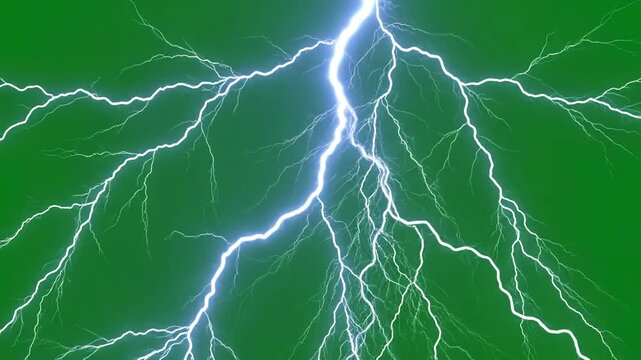 Green Screen set of lightning strikes on the scene 4 with distortion, overlay, glitch, static noise, scan lines black background, 4k animated video loop