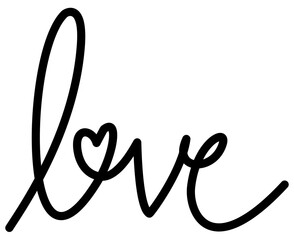 Handwritten Love Word Line Art