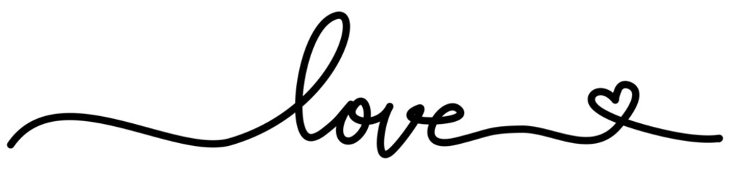 Handwritten Love Word Line Art