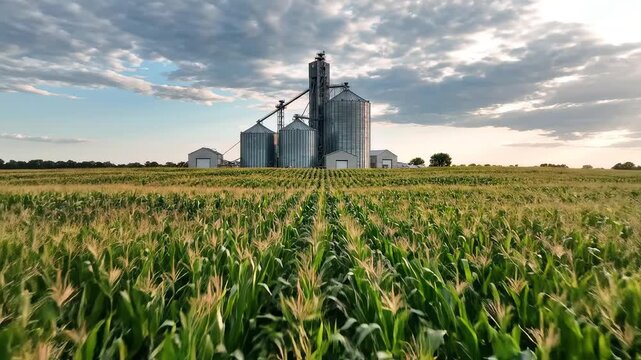 Cornfield with Grain Silos