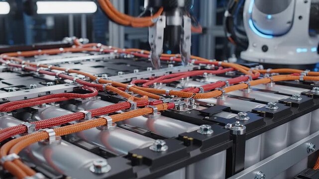 Robotic arm assembling battery components