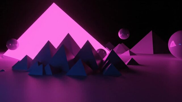 Purple 3D geometric vector illustration featuring an abstract background with glowing lights and stars integrated into a professional business design pattern with triangular shapes and lines