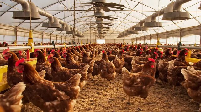 Chickens in Large Indoor Farm