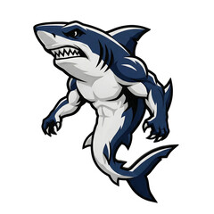 Aggressive Great White Shark 3D Mascot Emblem