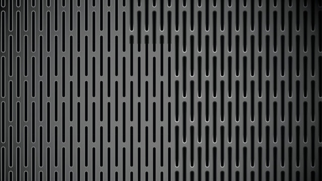 dark grey metallic industrial grille pattern with vertical rounded slots for modern architectural background design
