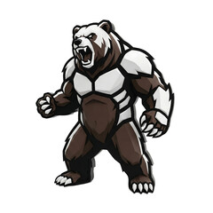 Mighty Grizzly Bear Armored 3D Mascot Emblem