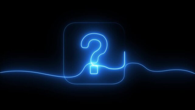 Glowing Question mark sign icon animation. confusion mark quiz decision answer solution problem game challenge sign symbol on black background.