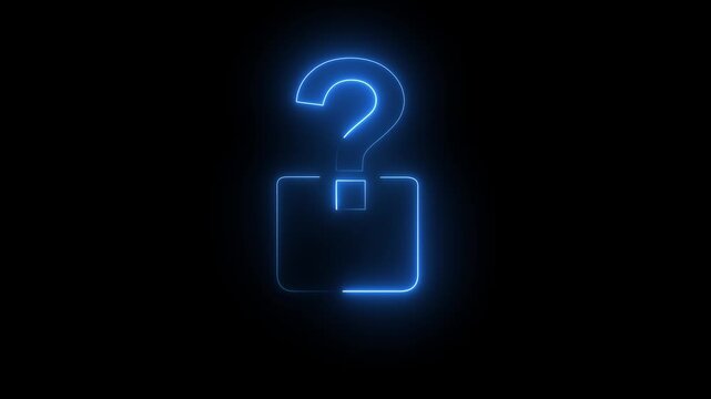 Abstract glowing Question mark icon. problem sign. neon question mark icon animation on black background.