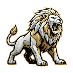 Regal Golden Lion Roaring 3D Mascot Logo