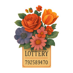 Fototapeta premium PNG Floral lottery ticket illustration