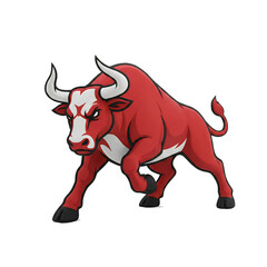 Charging Red Bull Strength 3D Mascot Logo