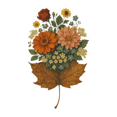 Fototapeta premium PNG Vintage floral bouquet illustration