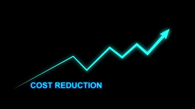 Cost reduction business finance concept on black background . Businessman cost reduction icon with up arrow for budget management and cost management.