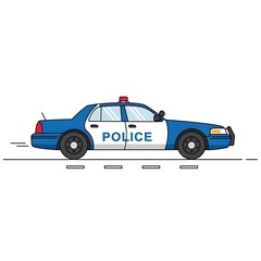 Fototapeta premium Police Car Illustration on White Background.