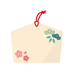 松竹梅の挿絵入り絵馬フレーム　縁起の良いフラットデザインのベクター素材