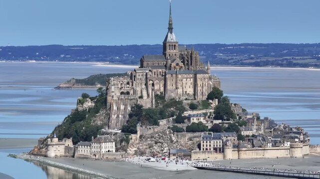 Le Mont-Saint-Michel is a tidal island located in Normandy, France.