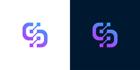 Obraz premium Modern Abstract Gradient Digital Logo Design with Connectivity and Data Flow Elements