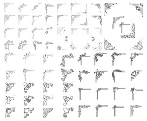 Vector illustration of decorative corner frame set. Vintage corner set. vector frame corners