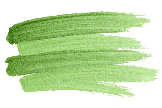 Four strokes of light green paint on a black background, textured, irregular, artistic brush strokes