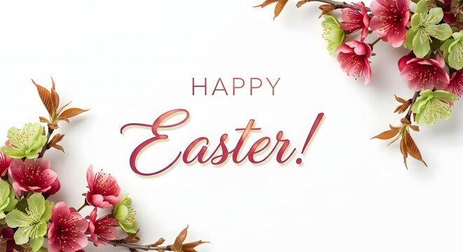 Easter greeting card with floral border