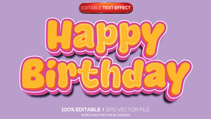 Fototapeta premium 3d text effect happy birthday theme