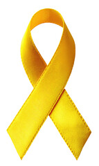 A vibrant, yellow ribbon symbol, with a soft sheen, representing solidarity and support on a black backdrop
