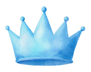 A regal, watercolor-style crown with a gradient of cool blue hues against a solid black background
