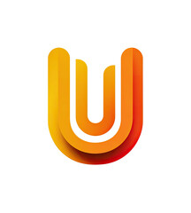 Bold, 3D, orange-yellow gradient "U" shape, centered on black background, showcasing shadow effect
