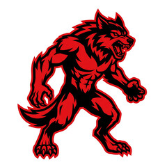 Angry Red Werewolf Monster Mascot Character Logo