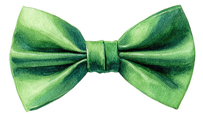 Close-up of an elegant, emerald green bow tie, isolated on a black background