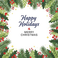 Vertical Holiday Greeting Illustration Graphic White Background Design
