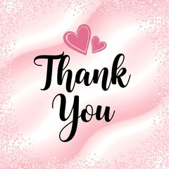 Elegant Black Script Thank You Soft Pink Background