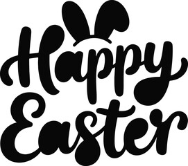Happy Easter with Bunny Ears - Cute Hand Lettering