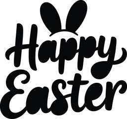 Adorable Happy Easter with Bunny Ears - Hand Drawn Text