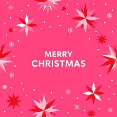 Christmas Card Design With Vibrant Bright Pink Background
